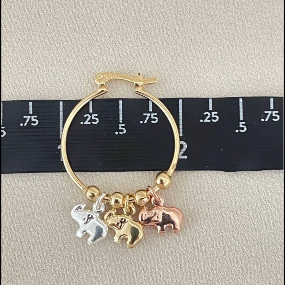 18k Gold Filled Elephants Hoop Earrings - Picture 7 of 8